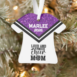 Personalized Purple & Black Cheer Mom Ornament 