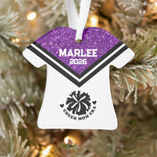 Personalized Purple & Black Cheer Mom Ornament