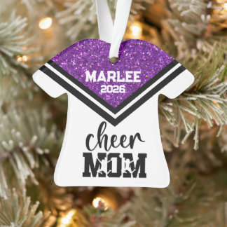 Personalized Purple & Black Cheer Mom Ornament 