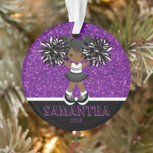 Personalized Purple & Black Cheerleading Ornament 