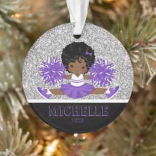 Personalized Purple & Black Cheerleading Ornament