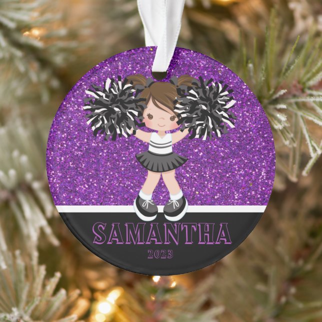 Personalized Purple & Black Cheerleading Ornament  (Tree)
