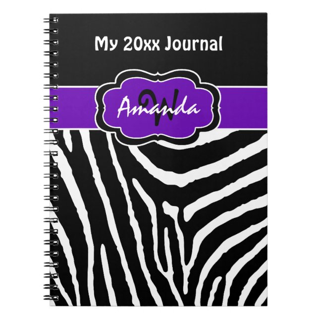 Personalized Purple Black White Zebra Journal 2 (Front)
