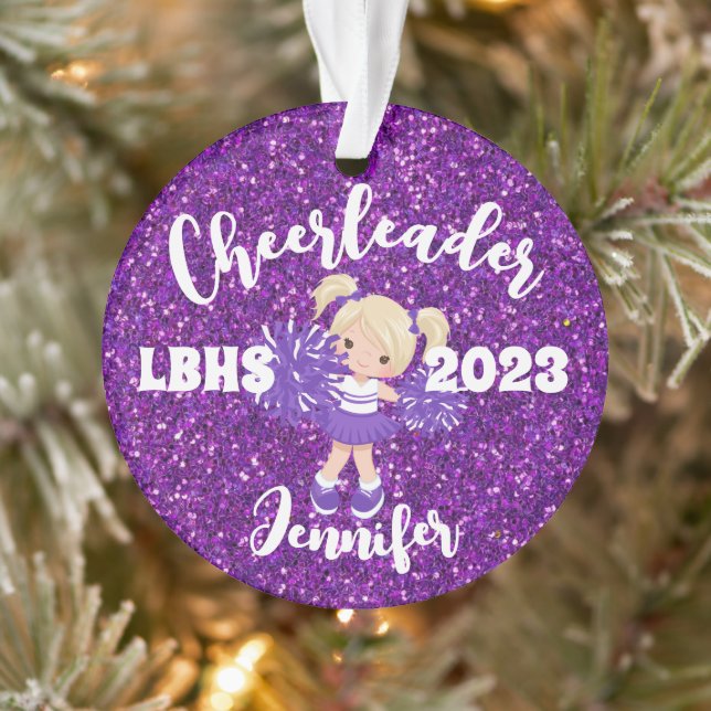 Personalized Purple Blonde Cheerleading Ornament  (Tree)