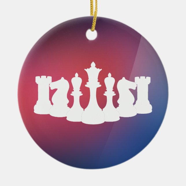 Personalized Purple, Blue and White Chess Ornament (Front)