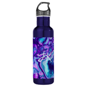 Personalized Purple, Blue, Pink Marble Bokeh   710 Ml Water Bottle