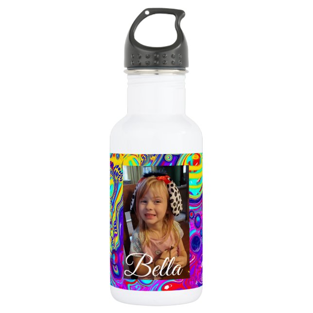 Personalized Purple, Blue, Yellow Photo  532 Ml Water Bottle (Front)