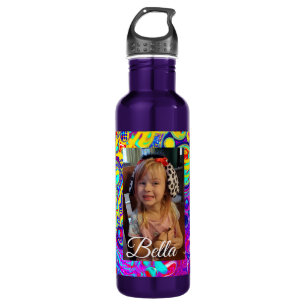 Personalized Purple, Blue, Yellow Photo   710 Ml Water Bottle