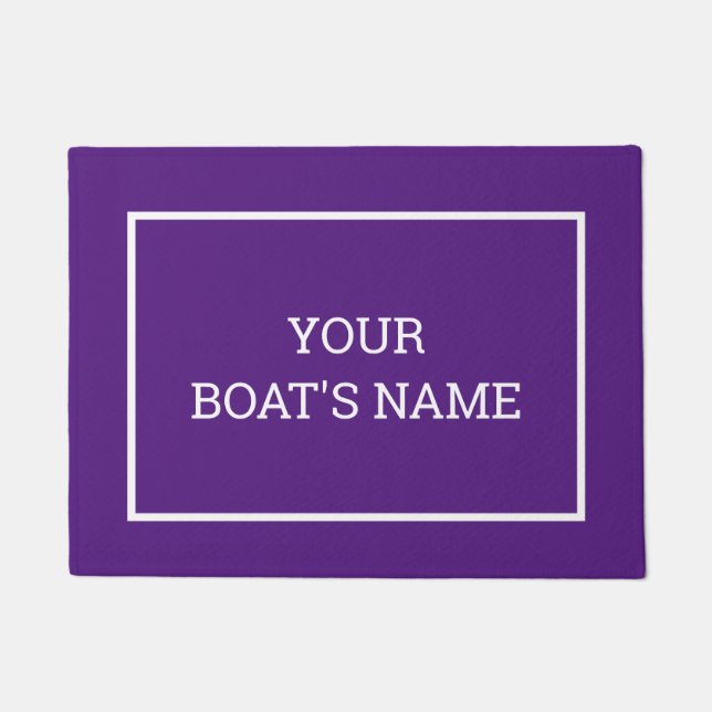 Personalized Purple Boat Name Dock Mat (Front)