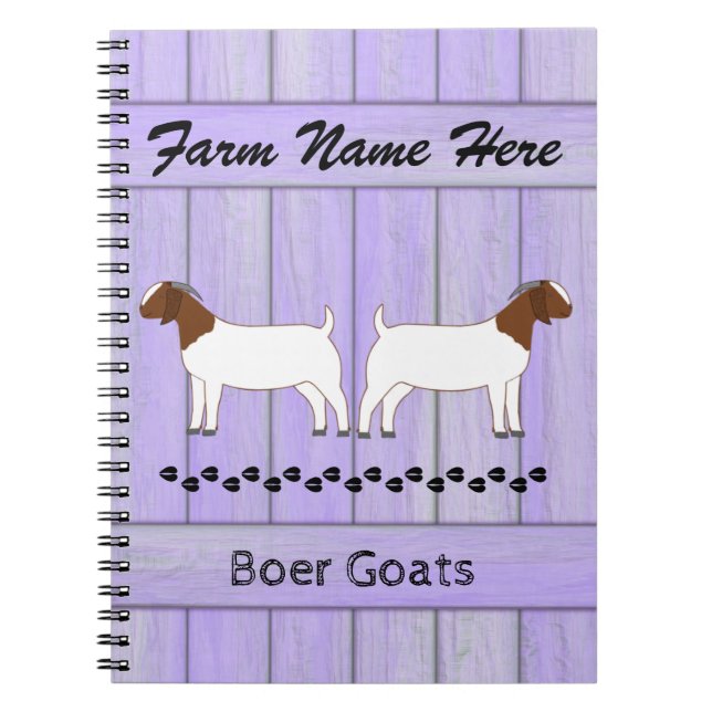 Personalized Purple Boer Goat Farm Notebook (Front)