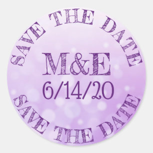 Personalized Purple Bokeh Wedding Stickers