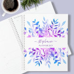 Personalized Purple Botanical  Planner<br><div class="desc">This modern floral Planner is decorated with watercolor foliage in shades of purple and blue. Easily customizable with the year, your name, or monogram. Use the Design Tool to change the text size, style, or colour. As we create our artwork you won't find this exact image from other designers. Original...</div>
