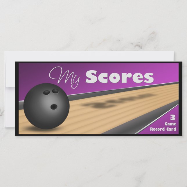 Personalized Purple Bowling Score Cards (Front)