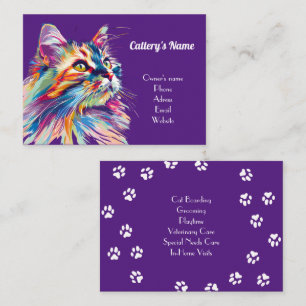 Personalized Purple Business Card For Cattery