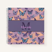 Personalized Purple Butterfly Monogram Sketchbook