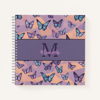 Personalized Purple Butterfly Monogram Sketchbook Notebook