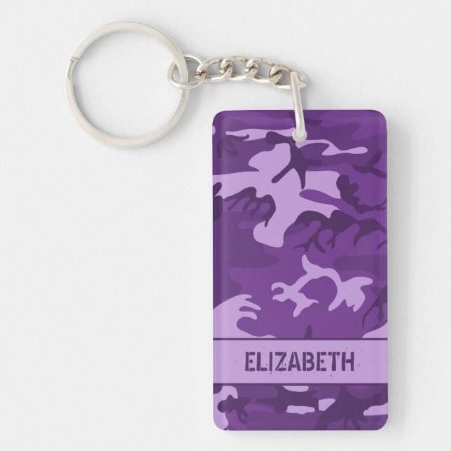 Personalized Purple Camo Keychain (Front)