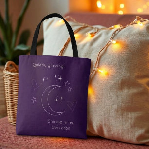 Personalized Purple Celestial Line Art Tote Bag