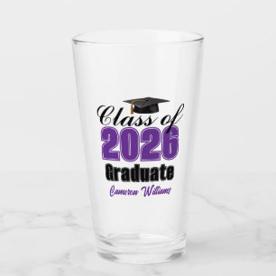 Personalized Purple Class of 2026 Graduation Party Glass