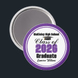 Personalized Purple Class of 2026 Graduation Party Magnet<br><div class="desc">Customize your own purple high school Class of 2026 graduate magnet for a high school or college graduation party. Cool varsity letters for the year on a great custom commemorative keepsake for seniors.</div>