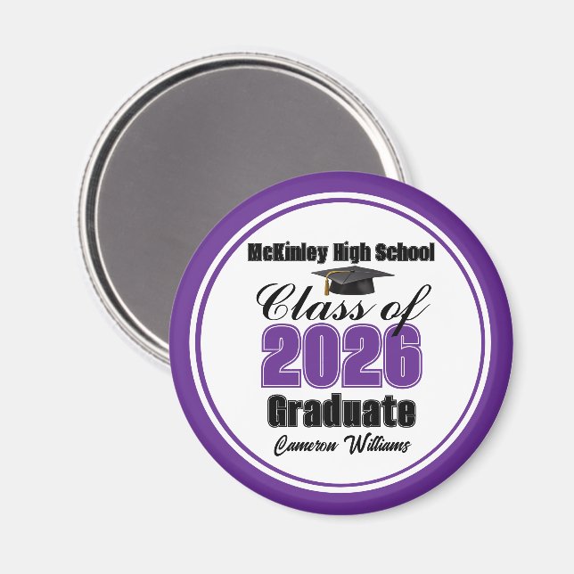 Personalized Purple Class of 2026 Graduation Party Magnet (Front/Back)