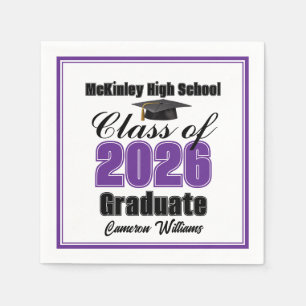 Personalized Purple Class of 2026 Graduation Party Napkin