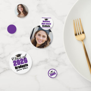 Personalized Purple Class of 2026 Graduation Photo Confetti