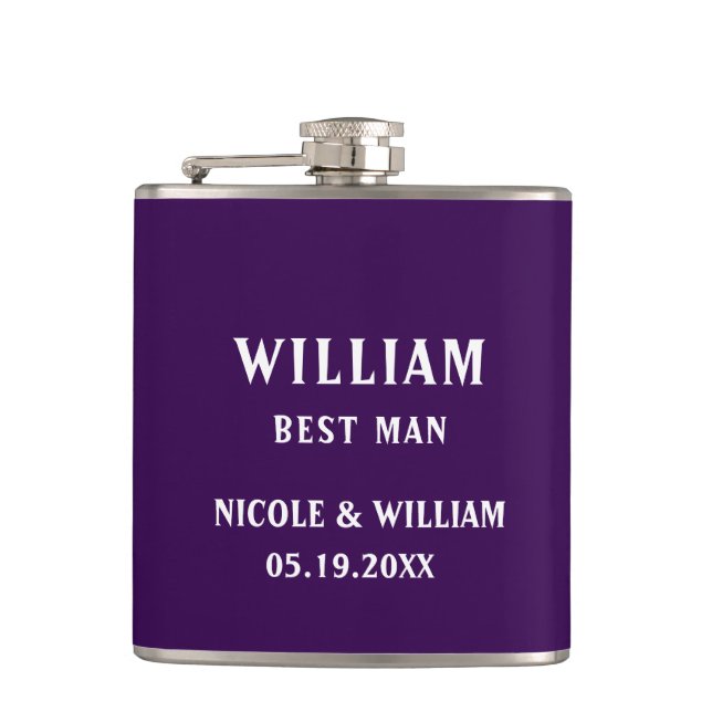 Personalized Purple Colour Scene Hip Flask (Front)