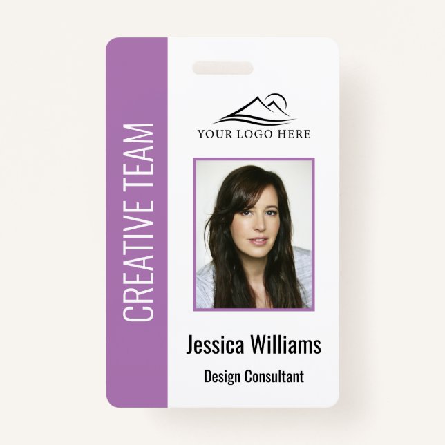 Personalized Purple Corporate Employee Security ID Badge (Front)