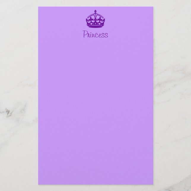 Personalized Purple Crown Stationery (Front)