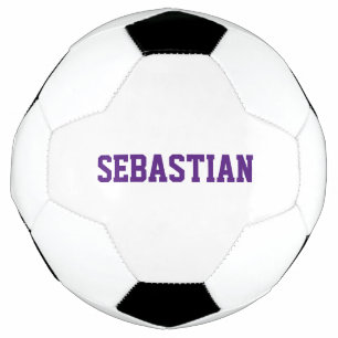Personalized purple custom name sports team number soccer ball