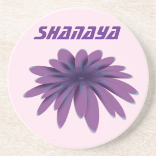 Personalized Purple Daisy Flower Illustration Coaster