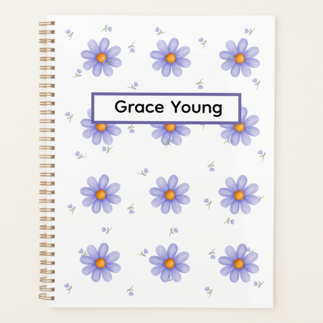 Personalized Purple Daisy Notebook Custom Name (Devant)