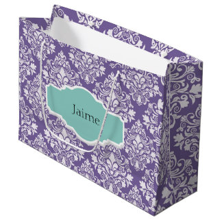 Personalized Purple Damask Gift Bag