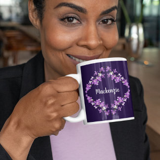 Personalized Purple Dendrobium Orchids Motif Coffee Mug