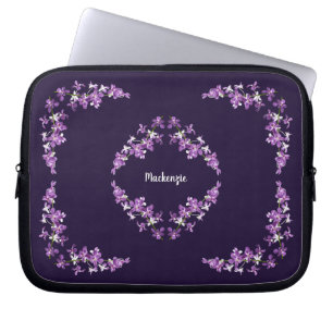 Personalized Purple Dendrobium Orchids Motif Laptop Sleeve