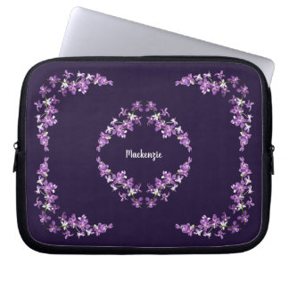 Personalized Purple Dendrobium Orchids Motif Laptop Sleeve