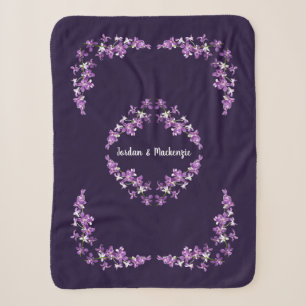 Personalized Purple Dendrobium Orchids Motif Sherpa Blanket