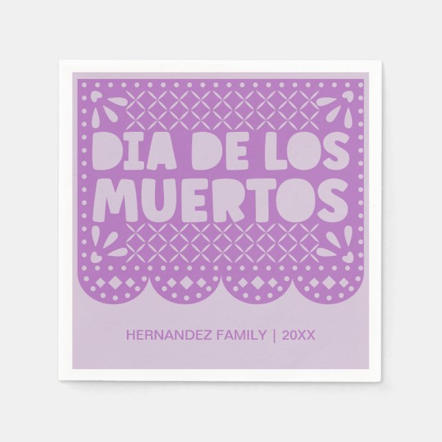 Personalized Purple Dia de los Muertos Napkins (Front)