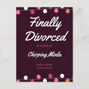 Personalized Purple Divorce Invitation Party Card