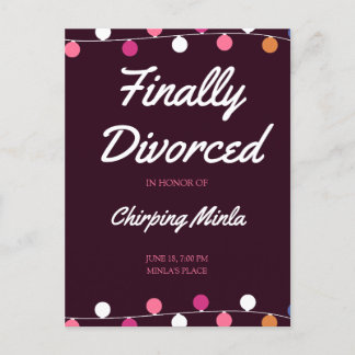 Personalized Purple Divorce Invitation Party Card