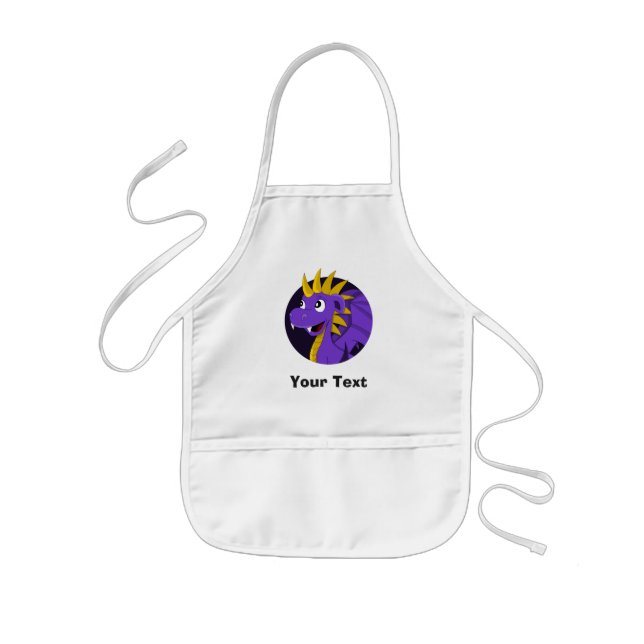 Personalized Purple dragon cartoon Kids Apron (Front)