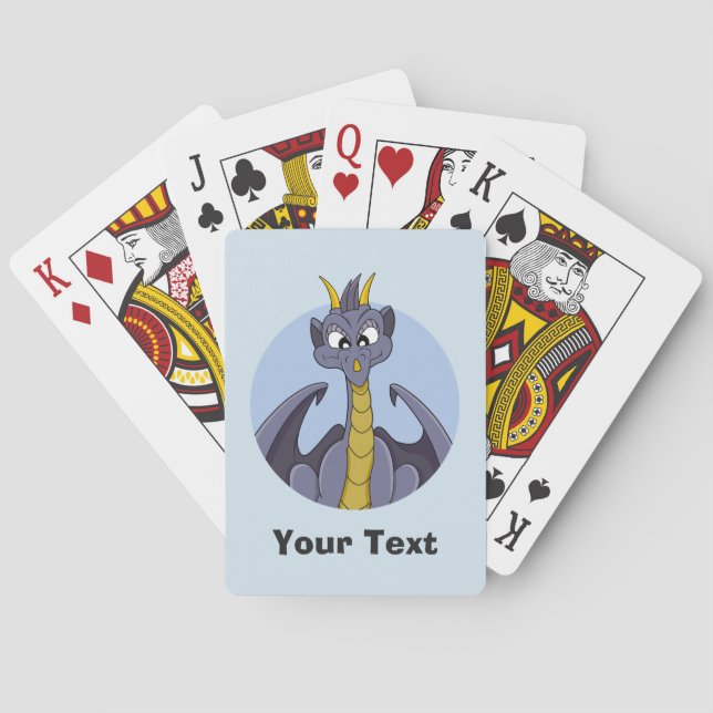 Personalized Purple dragon cartoon Playing Cards (Back)