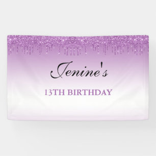 Personalized Purple Dripping Glitter Birthday Bann Banner