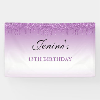 Personalized Purple Dripping Glitter Birthday Bann Banner
