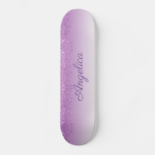 Personalized Purple Dripping Glitter Skateboard