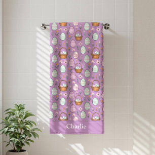 Personalized Purple Easter Bath Towel
