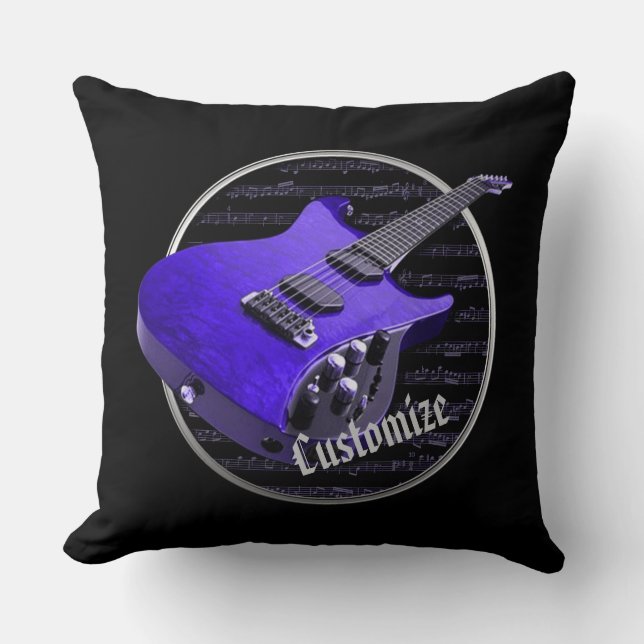 Personalized Purple Electric Guitar Throw Pillow (Front)