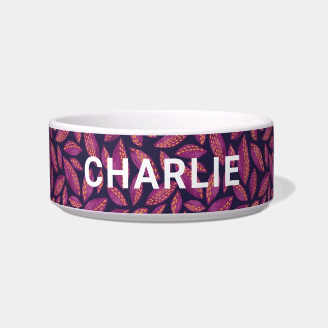 Personalized Purple Fall Autumnn Leaves Named  Bowl (Front)