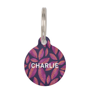 Personalized Purple Fall Autumnn Leaves Named Pet Tag